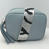 GEMMA Crossbody Bag - Genuine Leather - Made in Italy - Light  Blue - Majestico Gifts